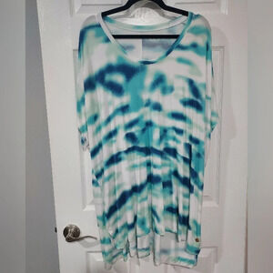 LIVI Lane Bryant Blue & Green Tie Dye Tunic Top in Size 26/28